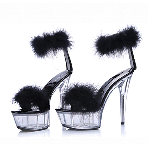 

Women's Heels Furry Feather Stiletto Heel / Platform Feather Patent Leather / Customized Materials Basic Pump / Club Shoes / Lucite Heel Summer / Fall Pink / Black / Wedding / Party & Evening / EU40