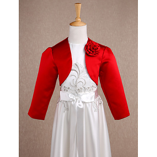 

Long Sleeve Satin Wedding / Party Evening Kids' Wraps With Flower Shrugs