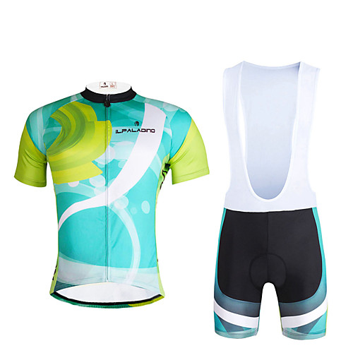 

ILPALADINO Men's Short Sleeve Cycling Jersey with Bib Shorts Bike Clothing Suit Breathable 3D Pad Quick Dry Ultraviolet Resistant Reflective Strips Sports Lycra Fashion Mountain Bike MTB Road Bike