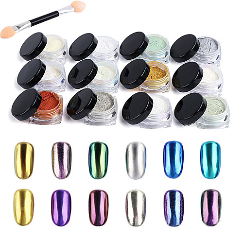 

1pcs Nail Art Mirror Powder Silver Chrome Pigment With Powder Picker Pen Manicure DIY