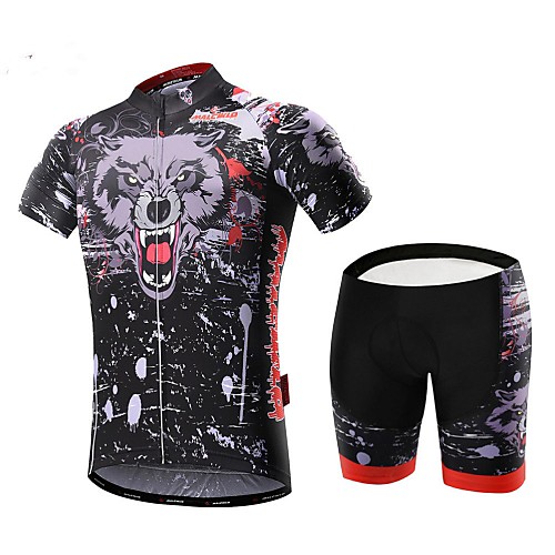 

Malciklo Men's Short Sleeve Cycling Jersey with Shorts Bike Clothing Suit Breathable 3D Pad Quick Dry Back Pocket Sports Coolmax Lycra Bear Mountain Bike MTB Road Bike Cycling Clothing Apparel
