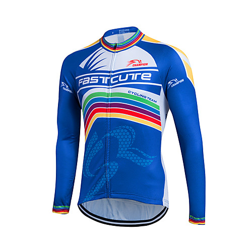 

Fastcute Men's Long Sleeve Cycling Jersey Winter Fleece Polyester Coolmax Dark Blue Bike Sweatshirt Jersey Top Mountain Bike MTB Road Bike Cycling Thermal / Warm Fleece Lining Breathable Sports