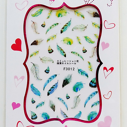

ultrathin semitransparent imitate colourful feathers 3d nail stickers