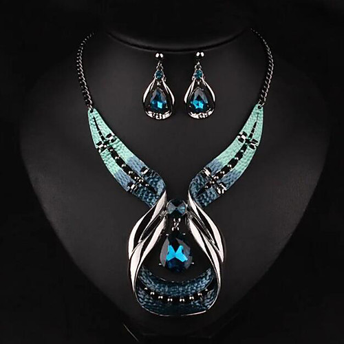 

Women's Jewelry Set Pendant Necklace Necklace / Earrings Twisted Drop Ladies Luxury European Fashion Elegant Earrings Jewelry Gold / Blue For Wedding Party Daily Casual Masquerade Engagement Party 1