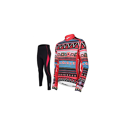 

Women's Long Sleeve Cycling Jersey with Tights Red Bike Pants / Trousers Jersey Tights Breathable 3D Pad Quick Dry Reflective Strips Back Pocket Winter Sports Patchwork Mountain Bike MTB Road Bike
