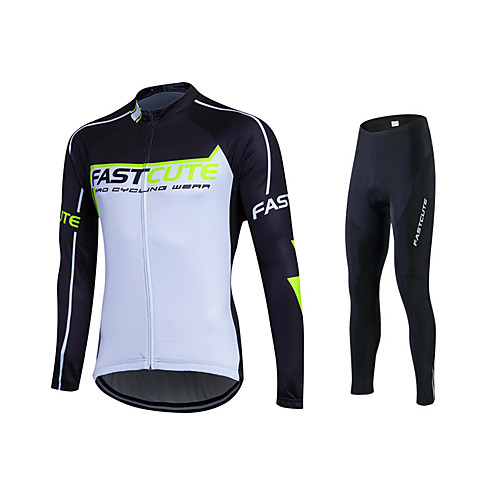 

Fastcute Men's Women's Long Sleeve Cycling Jersey with Tights SilverBlue Bike Pants / Trousers Jersey Tights Breathable 3D Pad Quick Dry Sweat-wicking Sports Polyester Lycra Sports Clothing Apparel