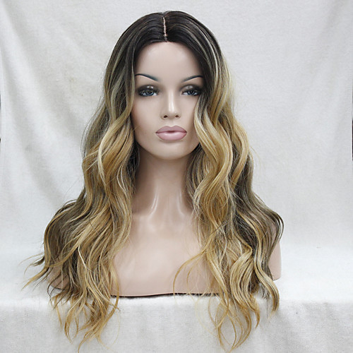 

Synthetic Lace Front Wig Wavy Kardashian Style Middle Part Lace Front Wig Black / Grey Black / Blonde Dark Brown / Golden Blonde Synthetic Hair Women's Heat Resistant / Ombre Hair / Dark Roots Dark