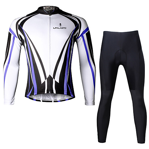 

ILPALADINO Men's Long Sleeve Cycling Jersey with Tights Black Bike Clothing Suit Breathable 3D Pad Quick Dry Ultraviolet Resistant Reflective Strips Sports Lycra Vertical Stripes Mountain Bike MTB