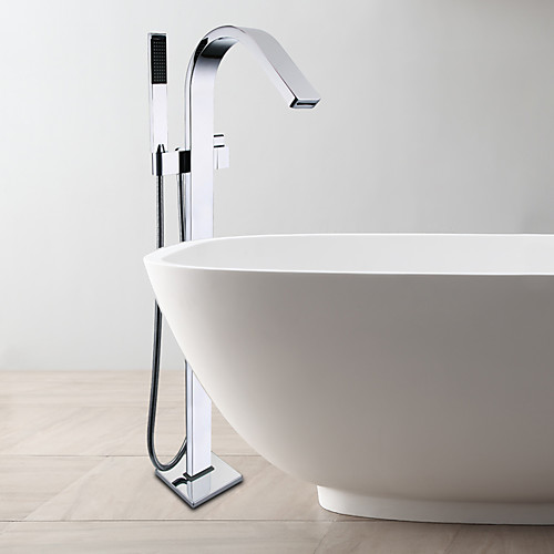 

Смеситель для ванны - Современный Хром Установка на полу Керамический клапан Bath Shower Mixer Taps / Одной ручкой одно отверстие