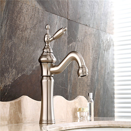 

Bathroom Sink Faucet - Pre Rinse / Widespread / Rotatable Nickel Brushed Centerset Single Handle Two HolesBath Taps