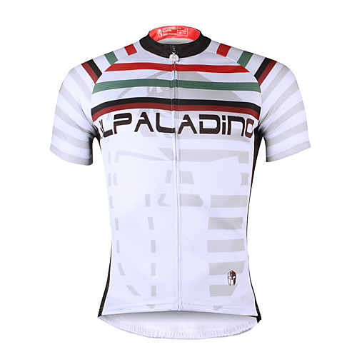 

ILPALADINO Men's Short Sleeve Cycling Jersey White Bike Jersey Top Breathable Quick Dry Ultraviolet Resistant Sports 100% Polyester Clothing Apparel / Stretchy / Back Pocket / Reflective Strips