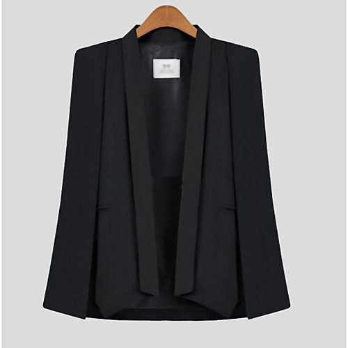 

Women's Daily / Going out Basic Spring / Fall Regular Blazer, Solid Colored Shawl Lapel Sleeveless Polyester White / Black / Pink M / L / XL