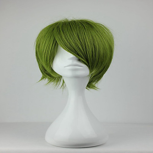

new kuroko no basuke midorima shintaro 32cm short synthetic army green cosplay wig Halloween
