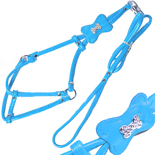

Dog Harness Leash Casual Solid Colored PU Leather Black / White Black / Pink Leopard