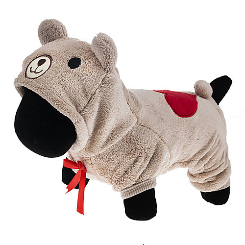 

Cat Dog Costume Hoodie Jumpsuit Dog Clothes Cartoon Gray Brown Corduroy Costume For Spring & Fall Winter Men's Women's Cosplay Keep Warm
