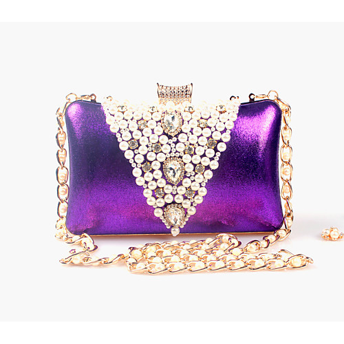 

Women's Beading / Pearl / Imitation Pearl Evening Bag Rhinestone Crystal Evening Bags leatherette Solid Colored Black / Golden / Purple