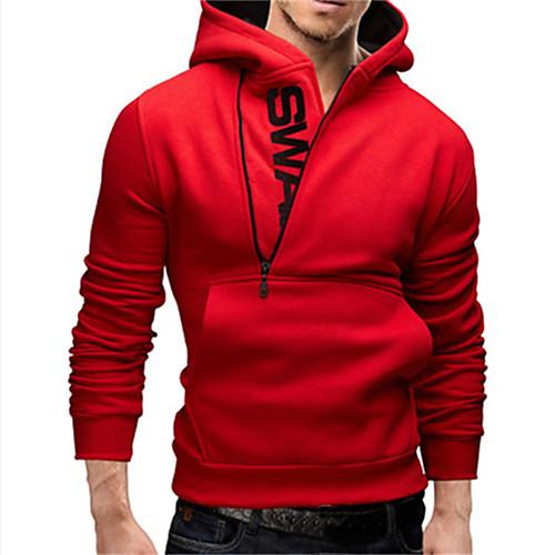 

Men's Plus Size Sports Casual / Active Long Sleeve Hoodie - Letter Red M / Spring / Fall / Winter