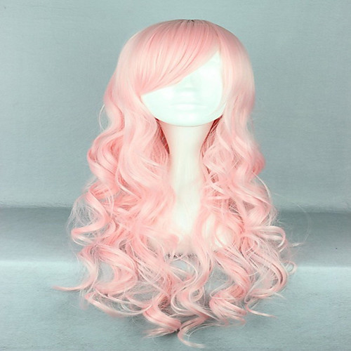 

harajuku style 70cm long heat resistant curly lolita pink cosplay wig Halloween