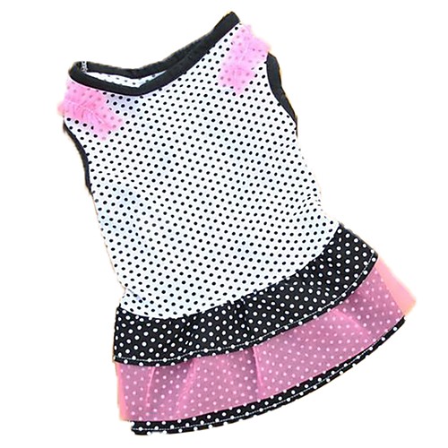 

Cat Dog Dress Dog Clothes Black White Rose Costume Cotton Polka Dot Casual / Daily Fashion XS S M L