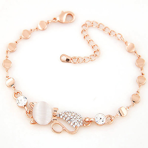 

Women's Moonstone Chain Bracelet Cat Animal Dainty Ladies Personalized Fashion Cute Rhinestone Bracelet Jewelry Gold For Party Daily Casual / Imitation Diamond