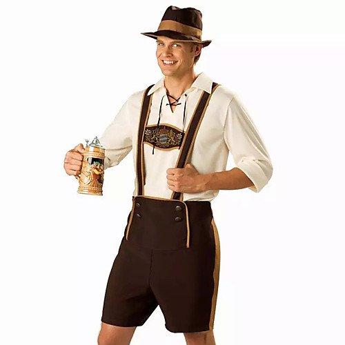 фото Хэллоуин октоберфест ледерхозе муж. кофты брюки шапки баварский костюм коричневый Lightinthebox