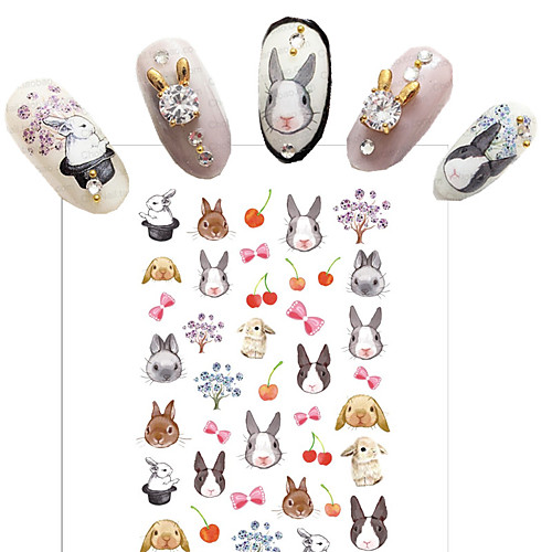 

water transfer printing cartoon rabbit nail stickers