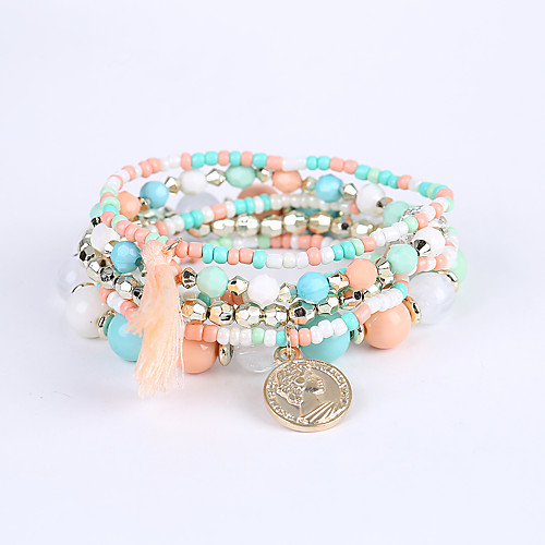 

Men's Women's Bead Bracelet Bracelet Ladies Luxury Tassel Multi Layer Acrylic Bracelet Jewelry Pink / Light Blue / Rainbow For Christmas Gifts Graduation Business Casual Valentine Outdoor / Resin