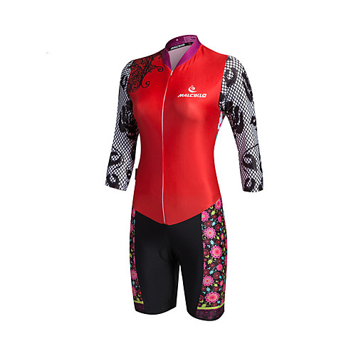 

Malciklo Women's Long Sleeve Cycling Jersey with Shorts Floral Botanical Bike Clothing Suit Breathable 3D Pad Quick Dry Winter Sports Coolmax Lycra Floral Botanical Mountain Bike MTB Road Bike