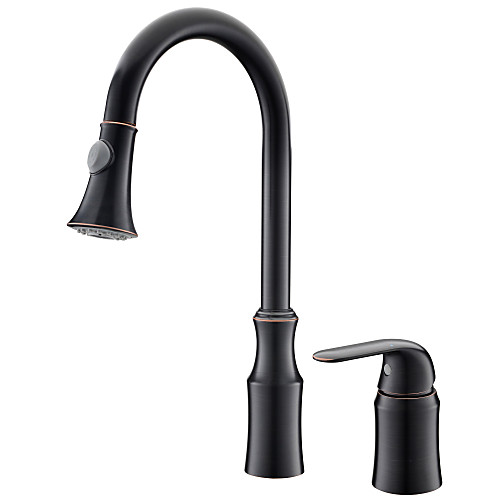 

Kitchen faucet - Single Handle Two Holes Oil-rubbed Bronze Pull-out / ­Pull-down / Tall / ­High Arc Widespread Antique Kitchen Taps