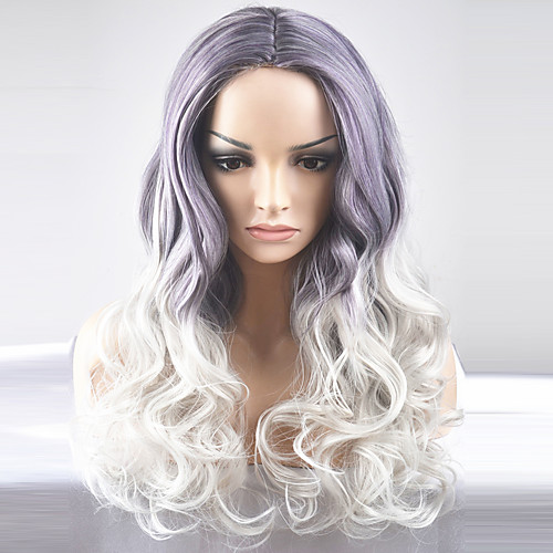 

Synthetic Wig Natural Wave Natural Wave Wig Long Very Long Purple Synthetic Hair Women's Purple
