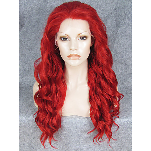 

Synthetic Wig Wavy Wavy Lace Front Wig Red Synthetic Hair Red