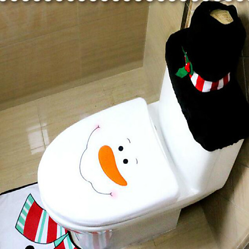 

3 шт. / Компл. Санта орнамент снеговик унитаза коврик для ванной коврик для ванной набор рождественские рождественские украшения для дома