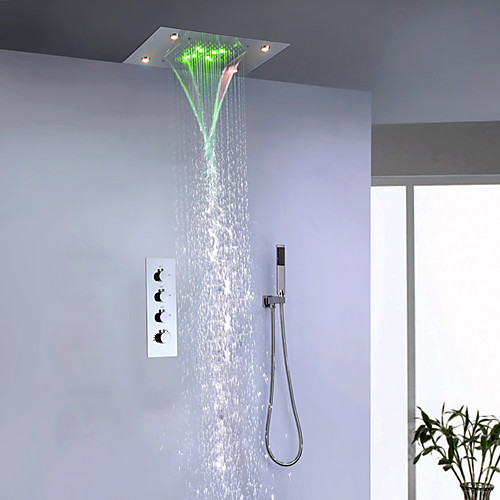 

Смеситель для душа - Современный Хром Душевая система Керамический клапан Bath Shower Mixer Taps / Латунь / Четыре ручки три отверстия