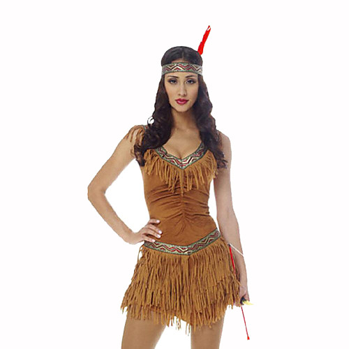 

American Indian Women's Christmas Halloween Carnival Festival / Holiday Polyester Yellow Women's Carnival Costumes Print / Headwear