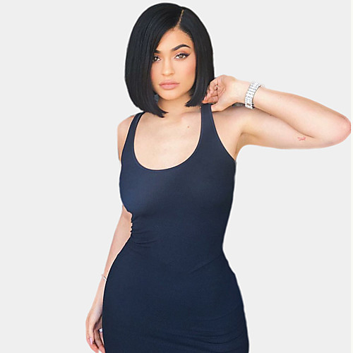 

Synthetic Wig Straight Straight Wig Natural Black Synthetic Hair Women's Black
