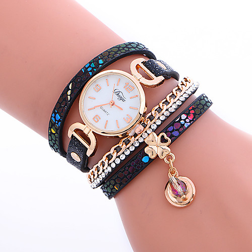 

Women's Fashion Watch Bracelet Watch Wrist Watch Quartz Quilted PU Leather Multi-Colored Cool Colorful Analog Charm Sparkle Vintage Candy color Casual - Coffee Red Blue