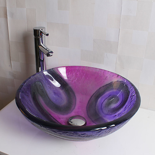 

круглая современная ванная комната раковина из закаленного стекла