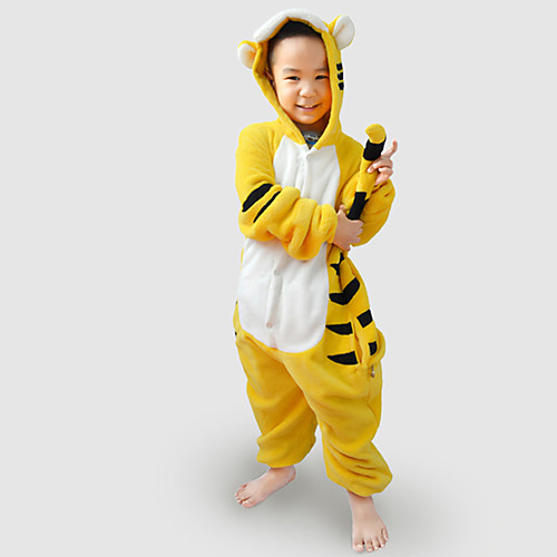 фото Детские пижамы кигуруми tiger животный принт цельные пижамы фланель флис желтый косплей для мальчики и девочки нижнее и ночное белье животных мультфильм фестиваль / праздник костюмы lightinthebox