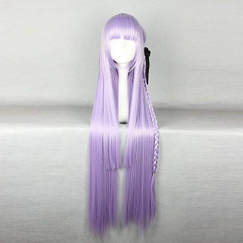 

charming synthetic long straight purple anime dangan ronpa kyouko kirigiri cosplay wig light purple braid Halloween