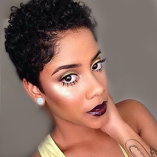 

Human Hair Capless Wigs Human Hair Wavy / Natural Wave Pixie Cut / Layered Haircut / Short Hairstyles 2019 Halle Berry Hairstyles For Black Women Short Wig Women's