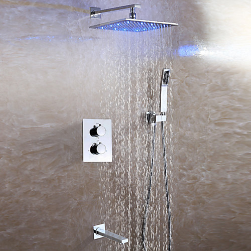 

Смеситель для душа - Современный Хром На стену Керамический клапан Bath Shower Mixer Taps / Латунь / Две ручки Четыре отверстия