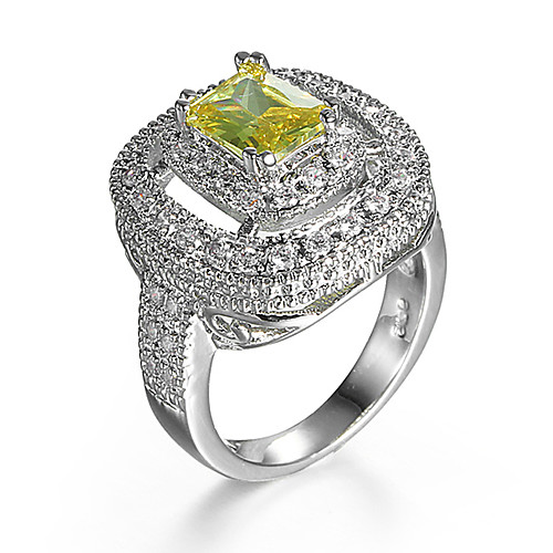 

Women's Ring AAA Cubic Zirconia Yellow Zircon Cubic Zirconia Alloy Wedding Engagement Jewelry