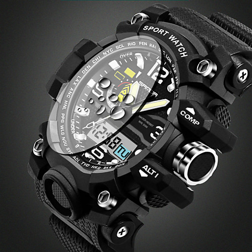 

SANDA Men's Sport Watch Wrist Watch Quartz Black 30 m Water Resistant / Waterproof Alarm Calendar / date / day Analog Casual Bangle Fashion - Yellow Red Green / Luminous / Stopwatch / Noctilucent