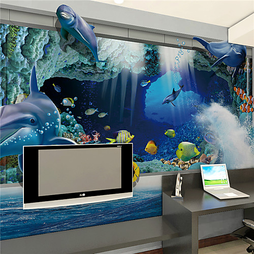 

Пользовательские обои большой росписи обоев глубоководная пещера рыба школа спальня гостиная диван телевизор фоне отделка стен 448 × 280 см