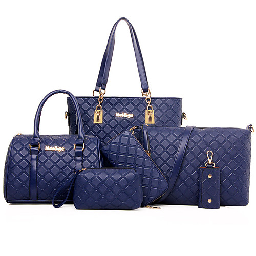

Women's Rivet Special Material Bag Set / Zipper Bag Sets Solid Colored Black / Coffee / Blue