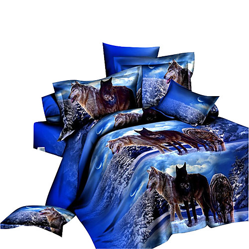 

Duvet Cover Sets 3D Polyester Reactive Print 4 PieceBedding Sets / 4pcs (1 Duvet Cover, 1 Flat Sheet, 2 Shams)