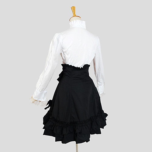 фото Принцесса classic lolita платья инвентарь жен. девочки хлопок японский косплей костюмы черный однотонный длинный рукав до колена / классическая и традиционная лолита Lightinthebox