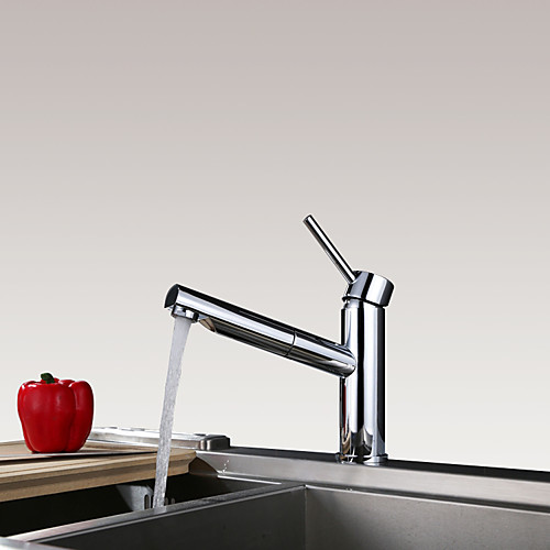 

Kitchen faucet - Single Handle One Hole Chrome Pull-out / ­Pull-down Deck Mounted Traditional Kitchen Taps / Brass