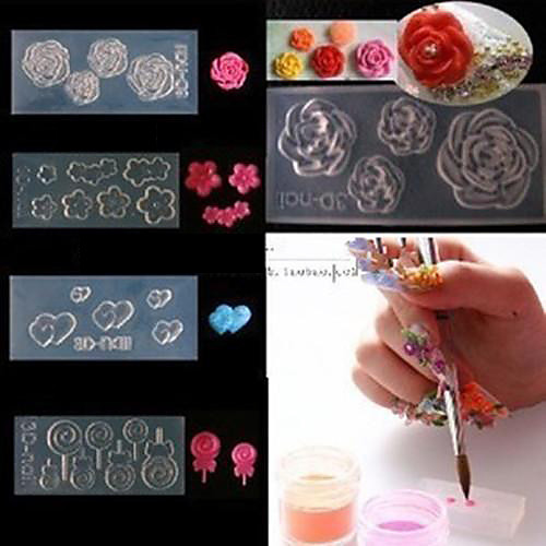 

4 style acrylic flowers 3d nail art mold diy decoration fashion