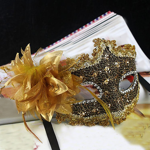 фото Карнавал маски взрослые жен. хэллоуин карнавал новый год фестиваль / праздник пвх коричневый / красный / золотой мужской карнавальные костюмы однотонный кружева Lightinthebox